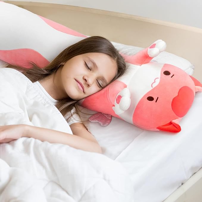 Long Cat Plush 5 Sizes, 120% Extra Filling Giant Plushness Kids Body Pillow, Kawaii Cute Pink Cat Stuffed Animals Plushies, Big Long Body Pillow Cat Plush Gift for Girls 28”