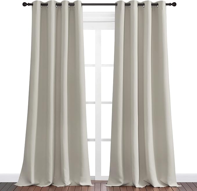 NICETOWN Natural Room Darkening Curtains 108" Long for Boho Farmhouse Home Decoration, 55" Wide, Set of 2, Window Treatment Total Privacy Drape Panels for Bedroom Living Room
