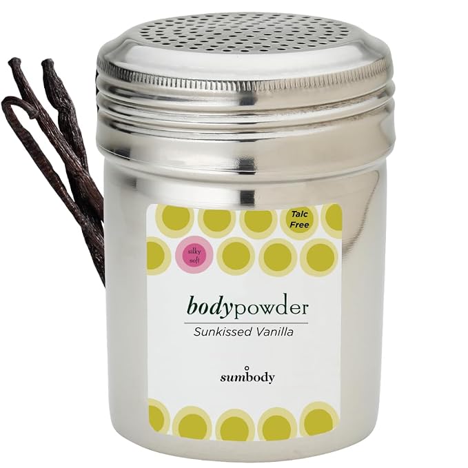 Sumbody Body Powder for Women & Men Sunkissed Vanilla - (4oz) Talc & Cornstarch Free Arrowroot Powder Organic for Skin, Sweat Absorbing Powder Body Deodorant, Dusting Powder, Baby Powder Travel Size