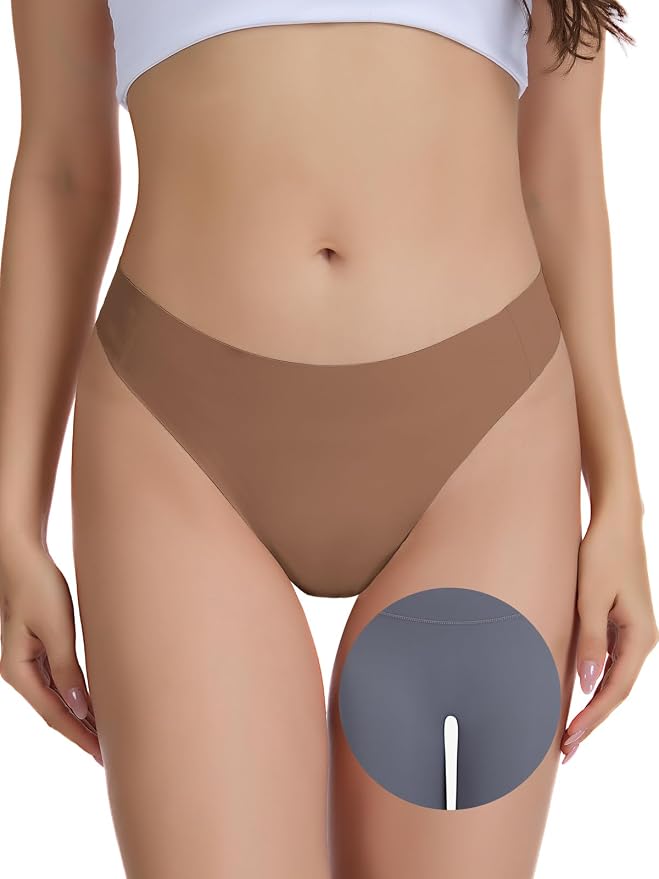 Seamless Camel Toe Thongs for Women Invisible Cameltoe Thong Panty Liners No Show Workout G-Strings Underwear