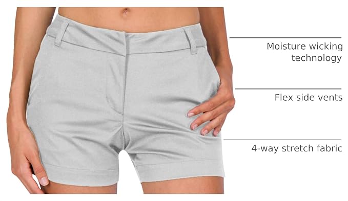 Three Sixty Six Womens Golf Shorts 4 ½ Inch Inseam - Quick Dry Active Shorts with Pockets, Athletic and Breathable