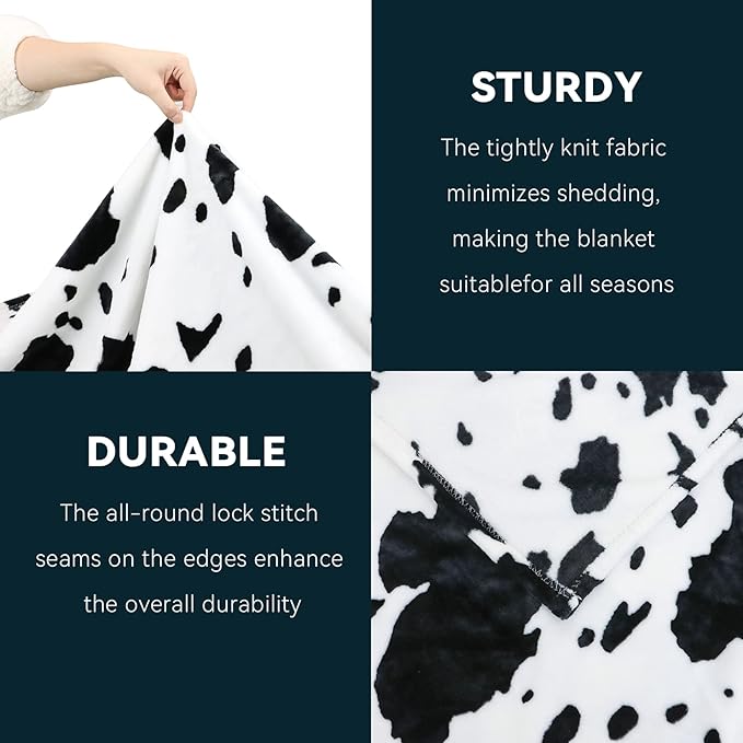 GEULAY Fleece Blanket King Size, Cozy Soft Blankets for Women, Large Warm Plush Bed Throws for Bedroom Decor, Cow Gifts for Couples Women Men, 108x90 Inches