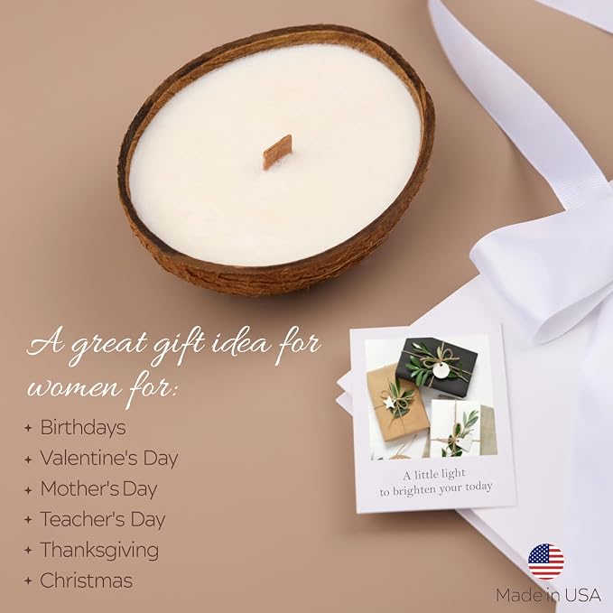 – Scented Candles Clearance | Coconut Shell Soy Wax Candle with Wooden Wick | Candles for Home Décor | Gift Idea for Women (4, Cashmere/Pistachio/Coffee/Salted Caramel)