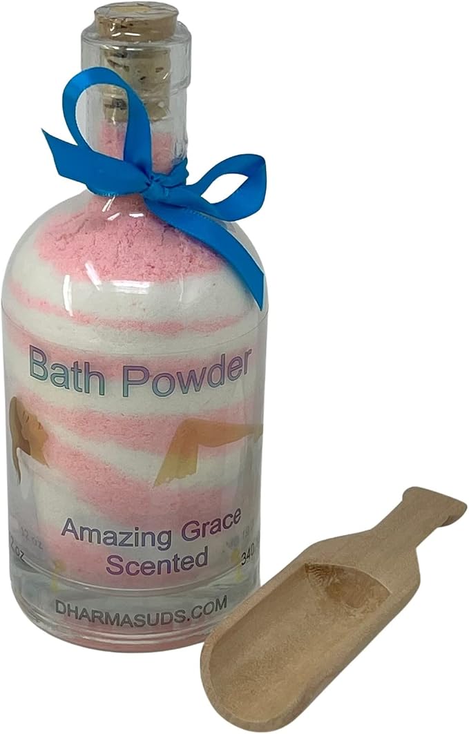 Bath Powder 12 oz Glass Bottle with the Feminine Scent of Amazing Grace.