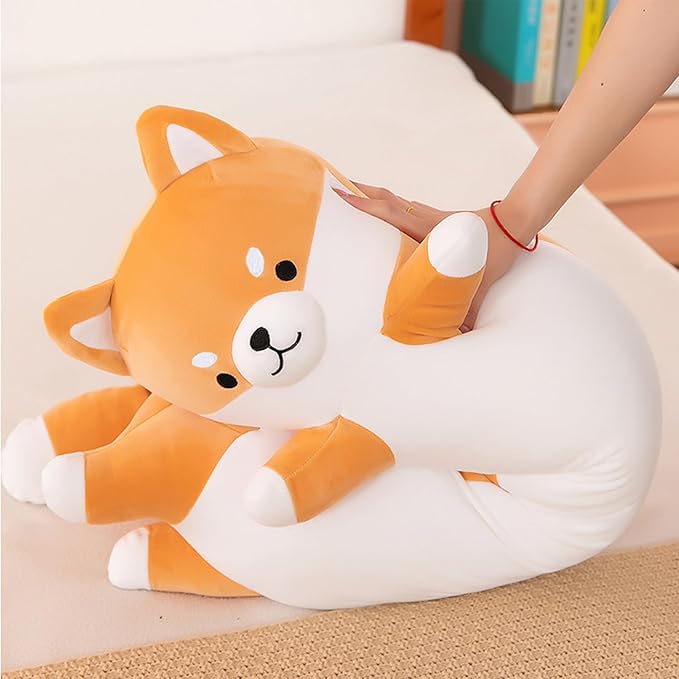 Kekeso Long Shiba Inu Plush Pillow Giant Stuffed Animals Dog Sleeping Pillow Corgi Plush Body Pillow Cartoon Soft Dog Hugging Pillow for Kids Birthday,Valentine,Christmas (Yellow,130cm/51.18inch)
