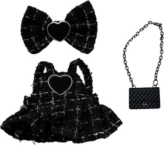 15-17cm Doll Clothes for Labb Rabbit Bunny, Luxury Chic Doll Clothing Bowknot+Dress+Handbag ,Fashionable Elegant Outfit for Dress up, Doll Costume Cosplay Fashion Dresses -Black