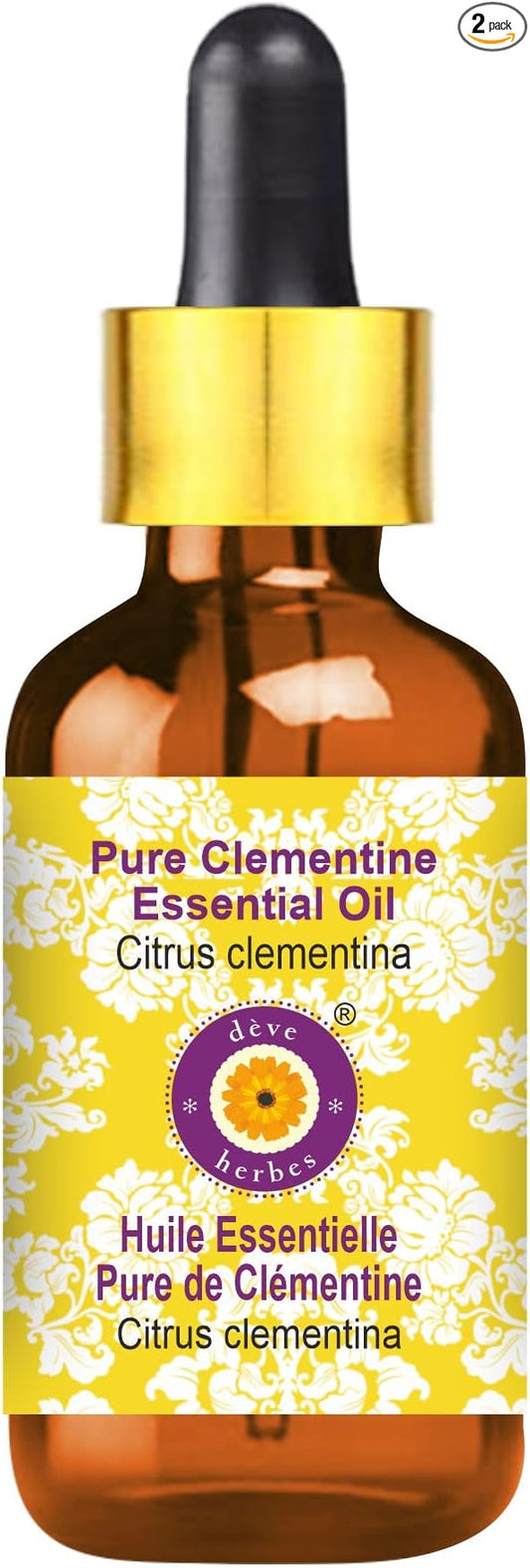 Deve Herbes Pure Clementine Essential Oil (Citrus Clementina) with Glass Dropper Steam Distilled 30ml (1 oz)
