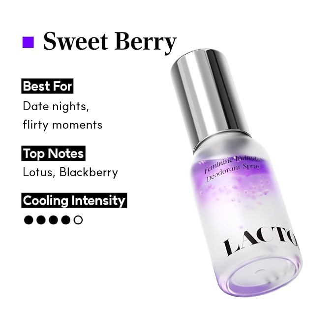 LACTOMEDI Feminine Intimate Deodorant Spray | pH Balancing Spray | Artificial Fragrance-Free | Clinically Formulated for Odor Neutralization | Gentle, and Convenient | 1.01 fl oz (Sweet Berry)