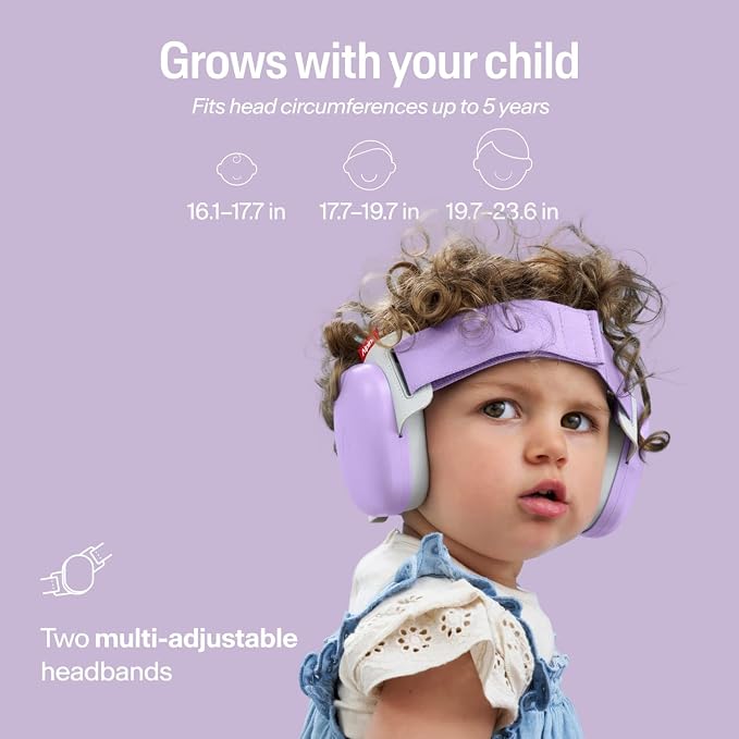 Alpine Muffy Baby Comfort - Protects Hearing for Babies and Toddlers - CE & ANSI Certified - Headband for Safe fit & Comfort - Adjustable for Ages 3-48 Months - 24dB Sound Reduction, Purple