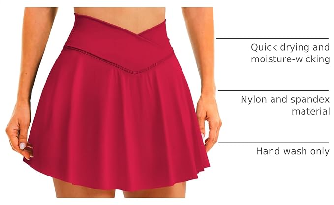 Womens Tennis Skirt Crossover High Waisted Skort with Pockets Shorts | Athletic Skirts for Golf Running Workout Pickleball, Aesthetic Activewear, Sporty Athleisure Style