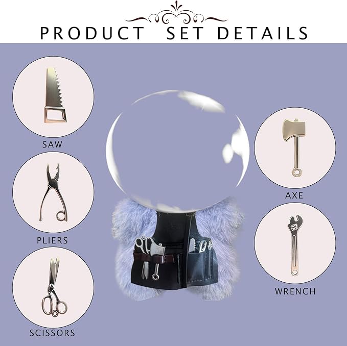 Apron Work Clothes for 17cm Doll(NO Doll)，Repairman Series，6 Accessories in Total，Leather Bibs with Adjustable Length, Suitable for Tool Enthusiasts，Suitable 3.94-6.7inch(10-17cm) for Dolls