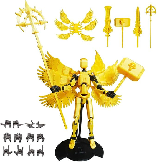 Dummy13 Action Figure Set | Pre-Assembled 3D Printed Titan and Robo Figures | Highly Articulated Robot Toys with Interchangeable Accessories | Perfect for Collectors and Hobbyists (Golden)