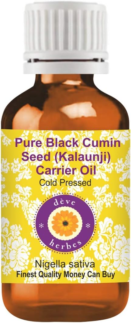 Deve Herbes Pure Black Cumin Seed (Kalaunji) Carrier Oil (Nigella Sativa) Cold Pressed 100ml (3.38 oz)