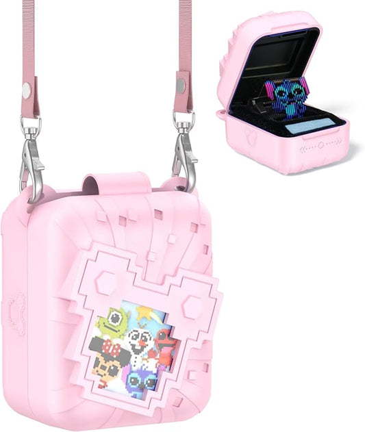 Soft Silicone Case for Bitzee Disney Interactive Toy Digital Pet, Shockproof and Protective Carrying Case for Bitzee Disney Virtual Electronic Pets with Lanyard for Kids (Pink)