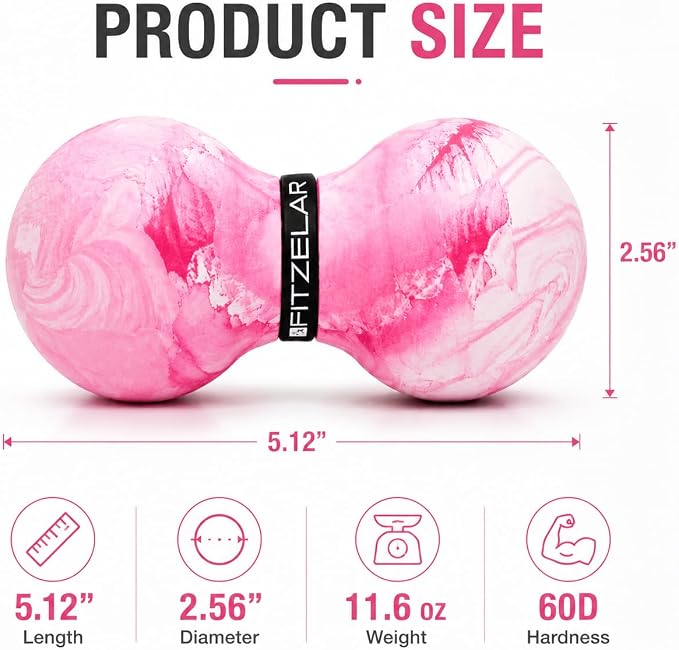 FITZELAR Double Lacrosse Massage Ball for Myofascial Release, Quality Certification, Massage Deep Tissue for Waist Back Feet, Trigger Point Therapy, Muscle Knots, Peanut Massage Ball for Muscle Pain