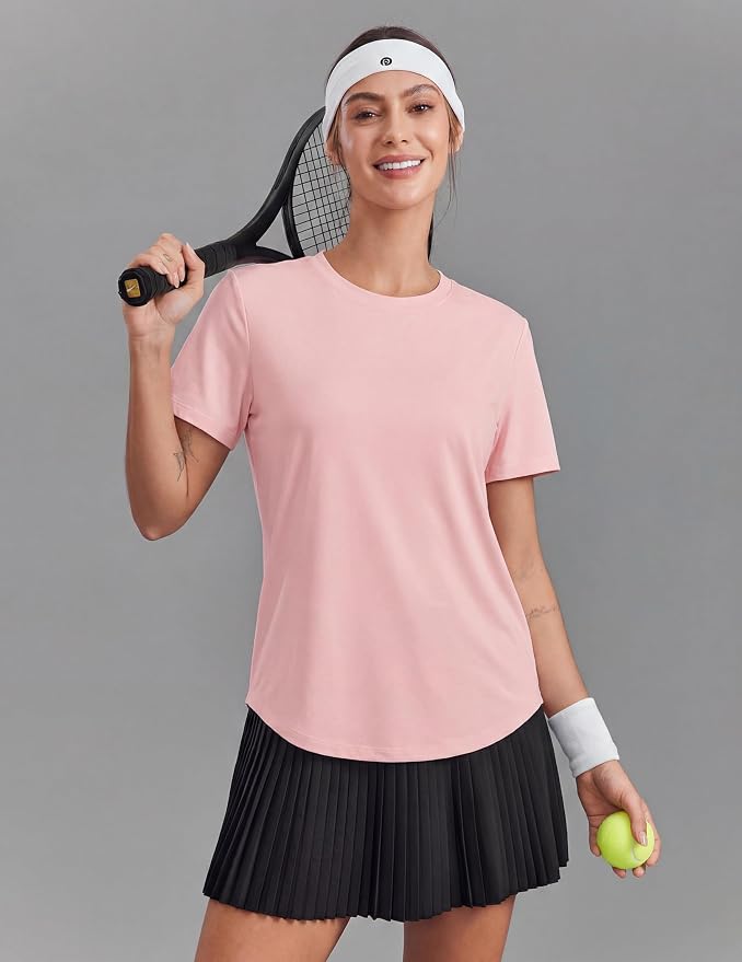 PINSPARK Soft Workout Tops for Women UPF 50+ Sun Protection Shirt Quick Dry Athletic Running Hiking Travel Basic Tee Shirts