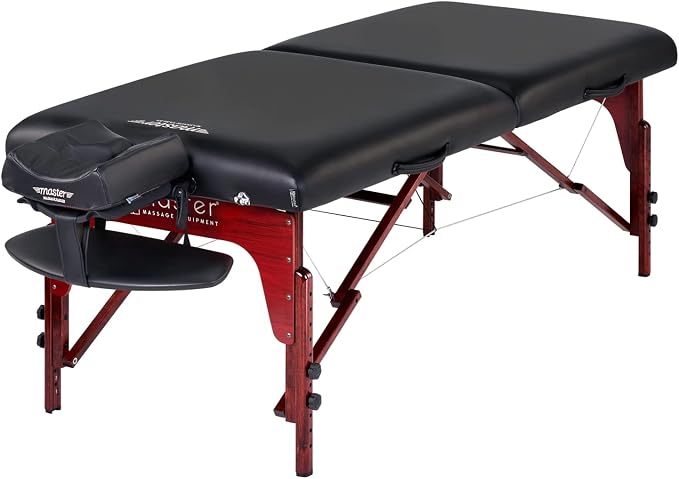 Master Massage 31" Montclair Pro Portable Massage Table with Music Master Crescent Round High Fidelity Sound Face Cradle Cushion, Memory Foam Cushioning, Shiatsu Cable Release, Facial Bed