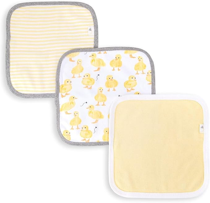 Burt's Bees Baby Washcloths for Infants, 100% Organic Cotton, Soft and Absorbent Knit Terry Face Towel, 9 x 9 in, 3-Pack