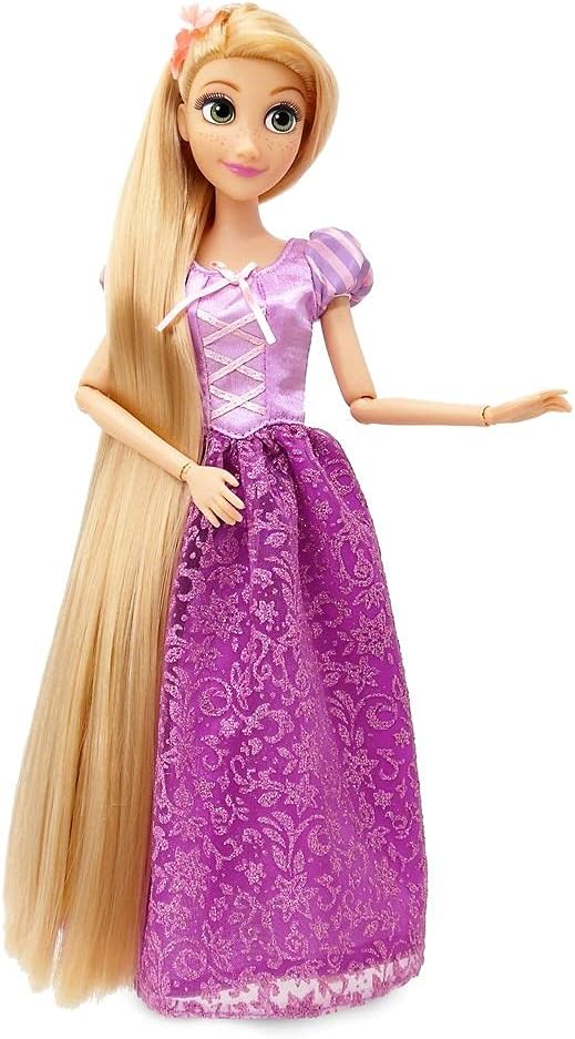 Disney Store Girl's Disney Princess Classic Doll (Rapunzel from Tangled), 11 Inches, Includes Brush with Molded Details, Fully Posable Toy in Classic Outfit - Disney Princess Toys