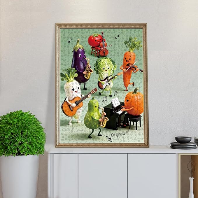 500 Pieces Large Size Jigsaw Puzzles for Adults and Teens and Kids Family Happy Games Funny Cats' Party [Larger Pieces] (Veggie Jam Session)