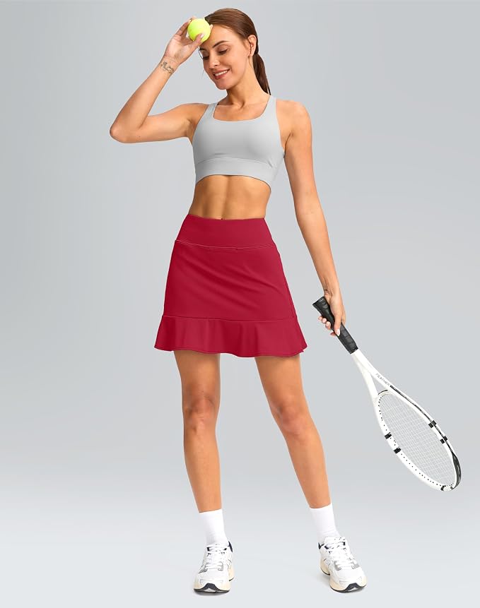 16" Golf Skorts for Women with 5 Pockets | Athletic, Tennis Skirt, High Waisted, Pickleball, Travel, Casual, Lightweight, Ruffle Summer Skirt, with Shorts