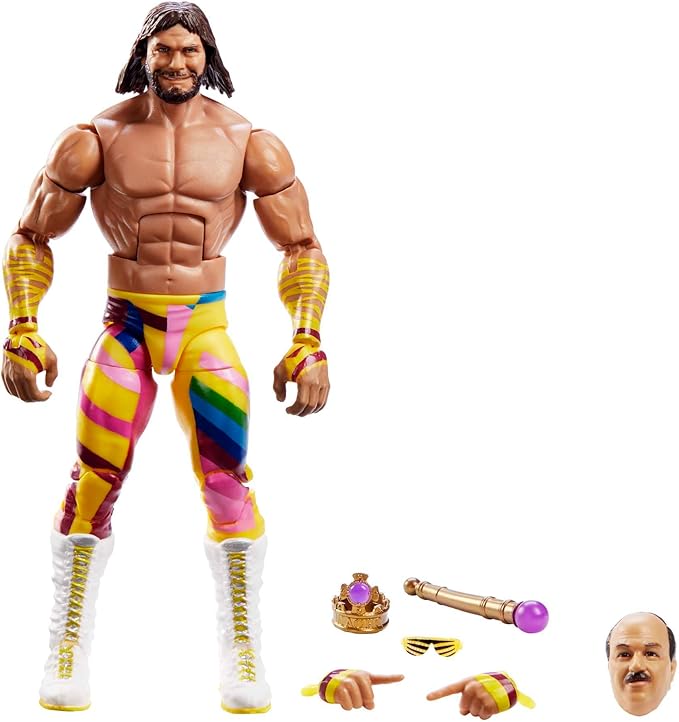 Mattel WWE "Macho King" Randy Savage WrestleMania Elite Collection Action Figure Accessory & "Mean" Gene Okerlund Build-A-Figure Parts, 6-inch