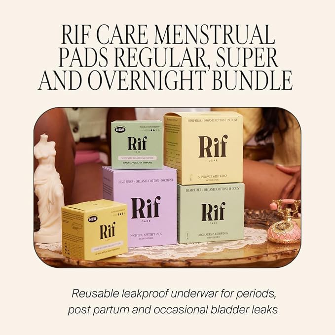 Organic Menstrual Pads Feminine Hygiene Hemp Fiber Biodegradable with Wings, FSA HSA Eligible, Overnight Super Absorbency Pads, 10 Count