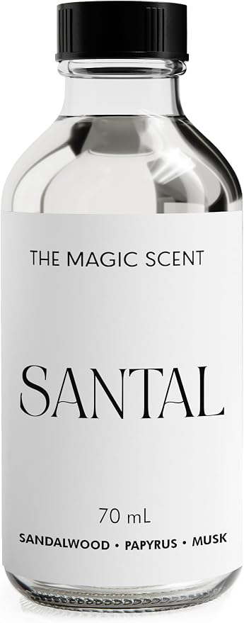 The Magic Scent Santal Fragrance Oil - Diffuser Oil Scent - Cold-Air & Ultrasonic Santal Diffuser Oil - Santal Essential Oil Aroma Diffuser Oils Scents for Home - Sandalwood Oil - 2.4 fl oz, 70 mL