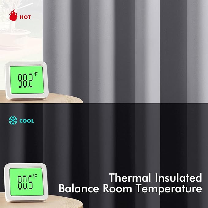 MIULEE Blackout Curtains for Bedroom 2 Panels 40 x 63 Inch Long Light Grey | Thermal Insulated, Living Room Darkening Grommet Drapes, Noise Reducing, Light Blocking Window Treatments