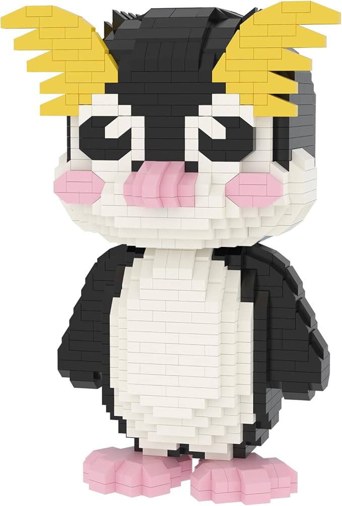 Larcele Animal Series Micro Building Blocks Animal Set, DIY Mini 3D Building Toy Bricks Kit,1094 Pieces KLJM-07 (Rockhopper Penguin)