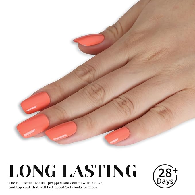 Coral Orange Gel Nail Polish,0.51 Fl Oz Soak Off UV Lamp Bright Coral Orange Gel Polish for DIY Nail Art Starter or Manicure Salon,Summer Fall Colors Gel Polish Kit GP0107