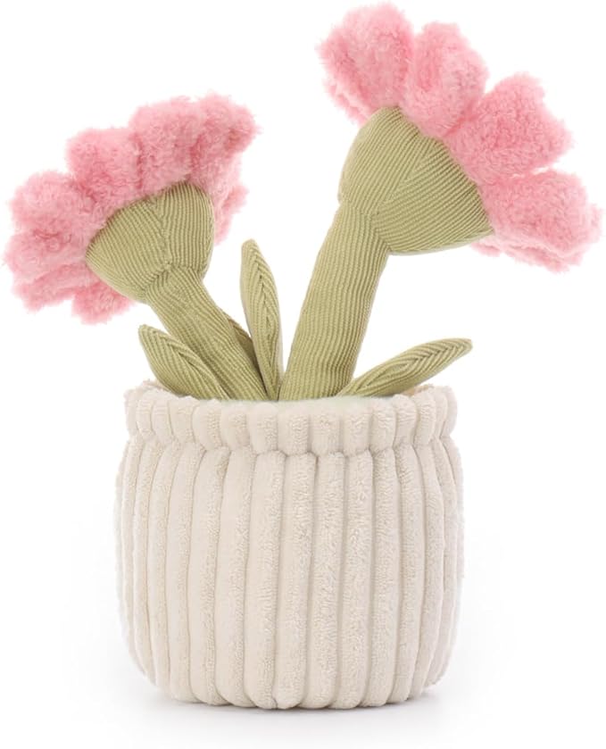 Apricot Lamb Soft Sunflower Plant Plush Toy, Stuffed Pink Flower Pot, Kawaii Plushie for Kids, 9"