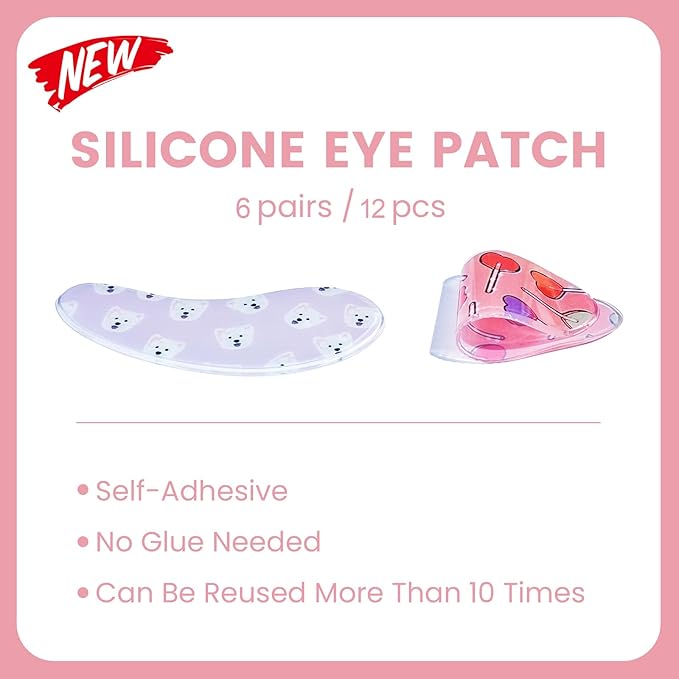PERMANIA Under Eye Patch Silicone for Lash Lift & Lash Extensions Remover, Cute Cartoon Reusable and Soft Makeup Beauty Tools (12 pcs)