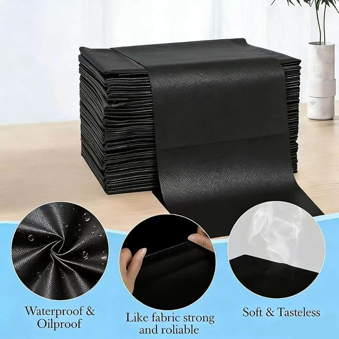 100Pcs Disposable Bed Sheets 31.5"x71"Coated Non-Woven Massage Table Sheets,Waterproof & Oil-Proof,Hygienic & Comfortable for Massage,Tattoo,Beauty,Spa,Breathable & Durable(Black)