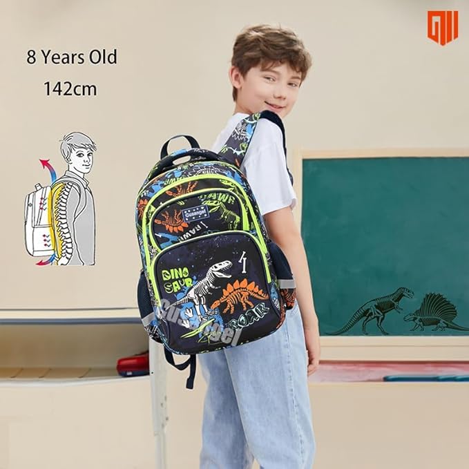 Cusangel 3Pcs Boys Dinosaur Backpack Set with Lunch Box Pencil Case, Dinosaur Backpack for Kids