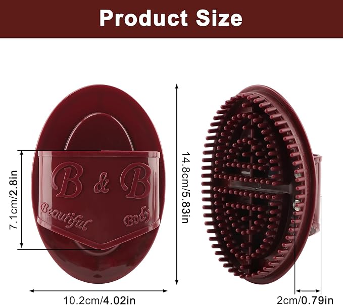 2PCS Magnetic Meridian Massage Brush Set with Measuring Tape, Circulation Boost Massage Tool Set, Soft Silicone Acupressure Brush with Anti-Slip Grip for Belly Back Leg Scalp (Coffee Brown)