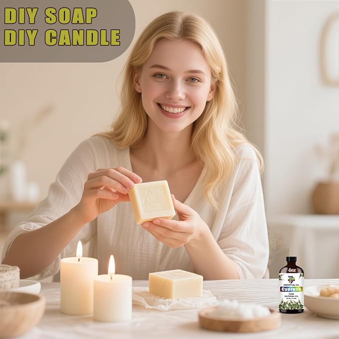 Cypress Essential Oil 4fl oz Diffuser DIY Candle Soap | Aroma; Natural; Humidifier Safe; Home; Yoga; Massage; Gift; Woody Scent; Cleaning; Steam Distilled; Multipurpose; Relaxing