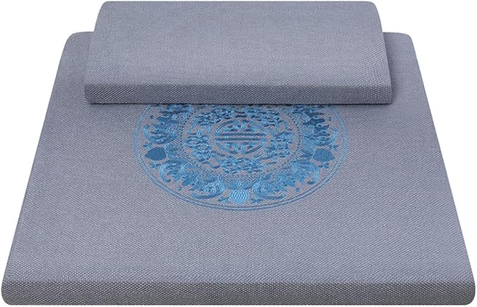 Square Meditation Cushion Mat Set with Washable Cotton Linen Cover, Larger Thick Yoga Mat Bolster Floor Pillows Seating for Adults Upgraded Meditation Accessories grey-70 * 5cm