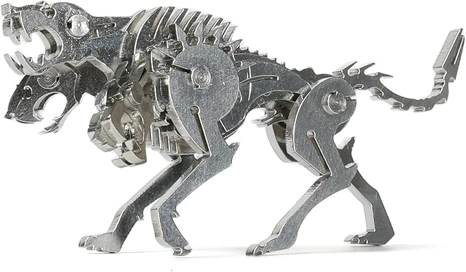 Mythical Three-Headed Dog 3D Metal Puzzle Model for Adults, DIY Fantasy Beast Building Model Kit for Gamers or Desk Metal Decor