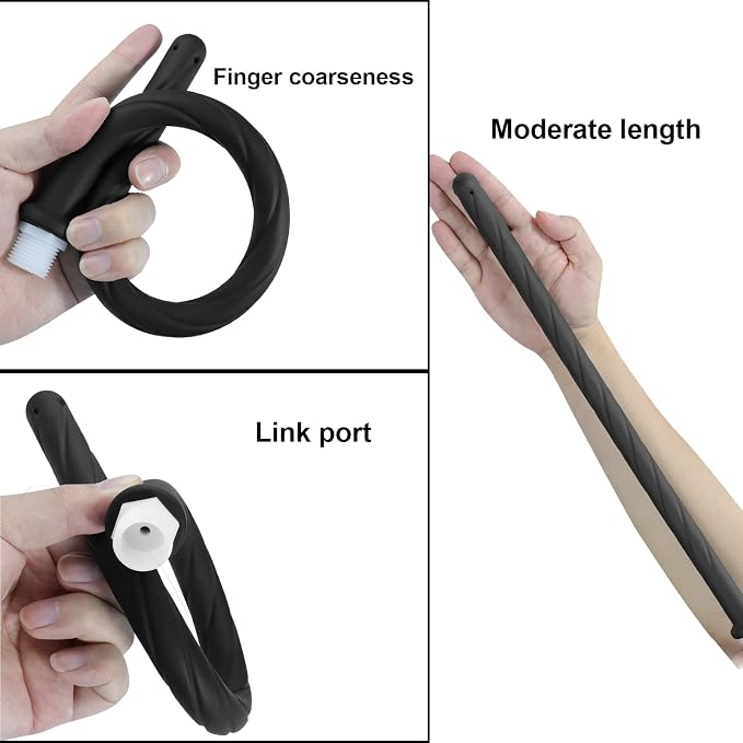Shower Enema Douche Nozzles for Men and Women , 4 Holes Water Spray Comfortable Silicone Nozzles Enema , Reusable Shower Enema Hose, Black