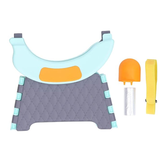 Foldable Toddler Toilet Portable Potty Training Seat with Bag Portable Car Baby Potty Chair for Indoor and Outdoor Travel Camping(Blue Hard Pad)