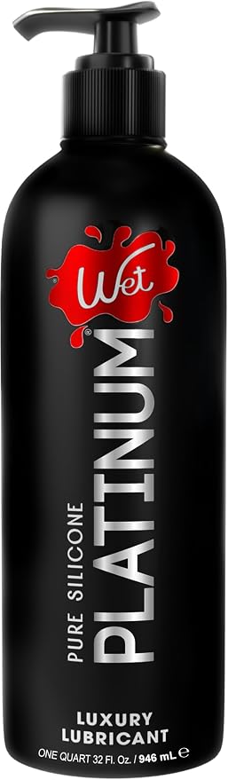 Wet Platinum Silicone-Based Personal Lubricant | Ultra Smooth, Super Slick, Hypoallergenic, Long-Lasting Performance, Waterproof Formula| Lube for Men, Women & Couples, 32 fl oz