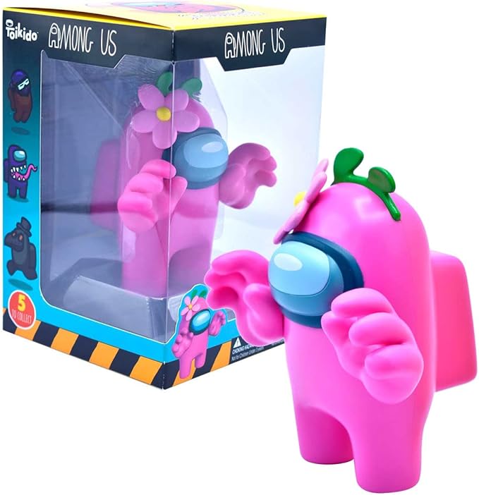 Just Toys Among US 5″ Collectible Figure – Pink with Flower | Officially Licensed, Collector's Window‑Box Packaging