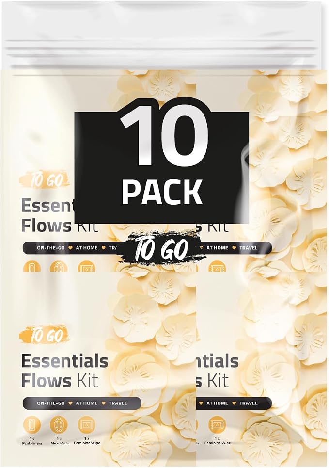 Feminine Care Travel Pack, 3 Pantiliners, 2 Maxi Pads, 1 Wipe, Light Daily Period Protection (Orange) (10)