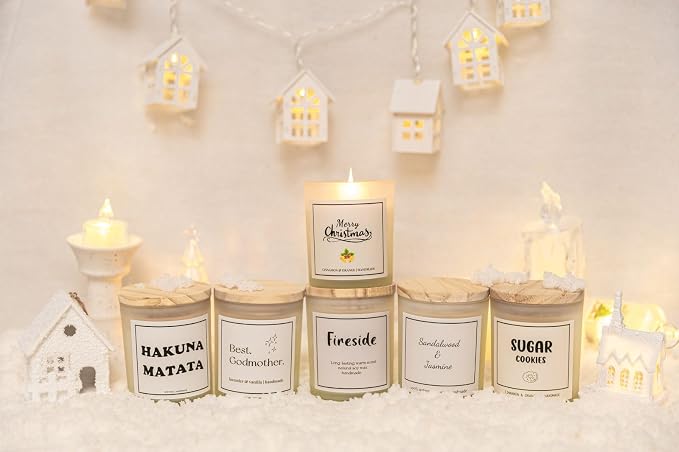 Natural Sandalwood & Jasmine Candle, Luxury Scented Soy Jar Candle, Home Fragrance Gifts, Aromatherapy Gifts, Natural Soy Wax & Natural Essential Oils