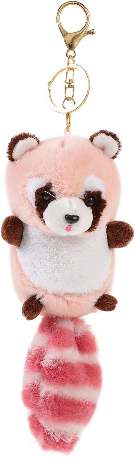 Raccoon Keychains Plush Stuffed Keychain Cute Soft Plush Raccoon Keychain Animal Pendant Toy Jewelry for Bag Purse