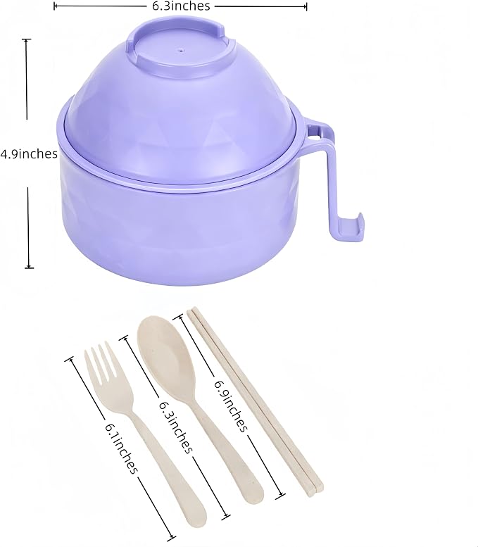 Layron Ramen Cooker Ramen Bowl Set with Chopsticks Microwave Noodle Bowl College Dorm Room Essentials for Girls for Boys Apartment Essentials-Blue