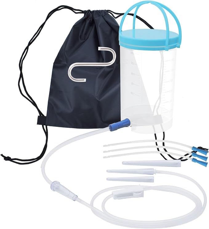 Enema Bucket Kit for Colon Cleansing with 6Pcs Enema Nozzle Tips Colon Tube Replacement, Coffee Enema kit for Constipation Detox 6ft Silicone Tubing Hose Home Shower Enema Intestinal Rinser Irrigator