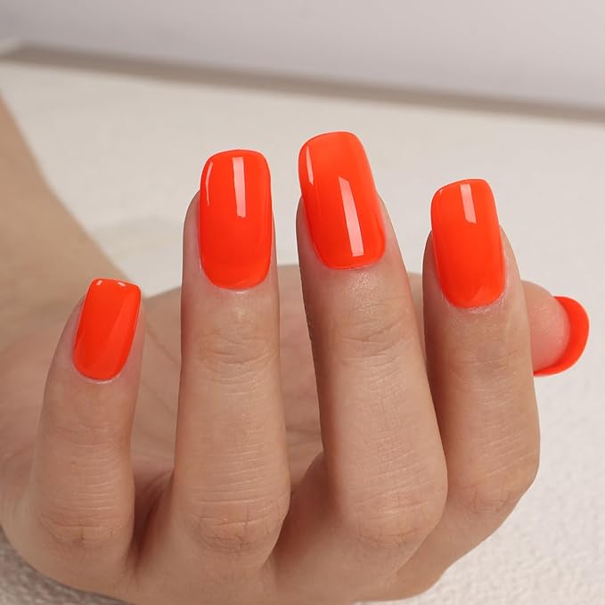 Neon Orange Red Gel Polish,15ml UV Lamp Soak Off Bright Orange Gel Nail Polish for Manicure Salon or DIY Nail Art at Home,Spring Summer Colors - GP0084