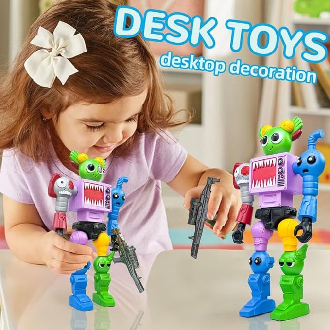 7 Inch Spunky Action Figure - Sprunky Toys Poseable & Detachable Joints Robot, Vibrant Surrealist Collectible for Sprunky Birthday Decorations, Desk Toys & Spunky Gifts (Color-E)